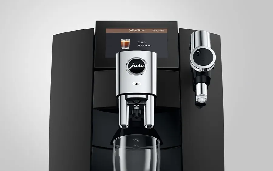 Display der JURA S10 mit eingestelltem Coffee Timer für einen Kaffee um 6:30 Uhr